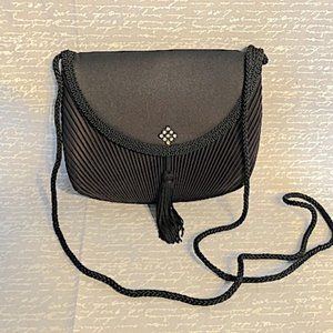 NINA RICCI PARIS BLACK EVENING SHOULDER PURSE